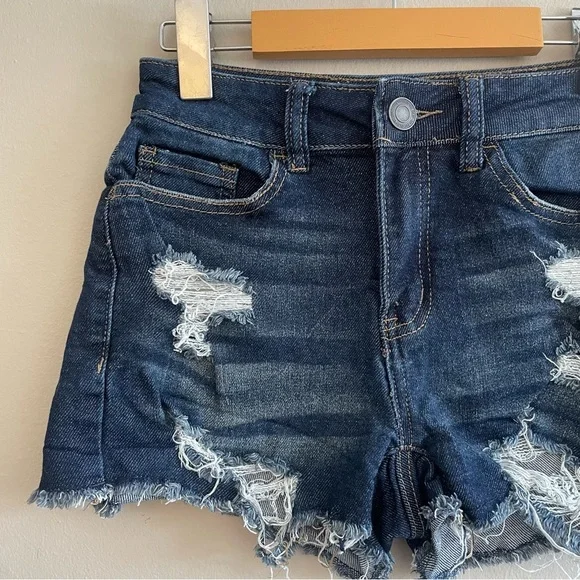 Sonoma SO Dark Blue Distressed Jean Shorts 2” Inseam - Size 25 (Size 1) EUC - Picture 3 of 14